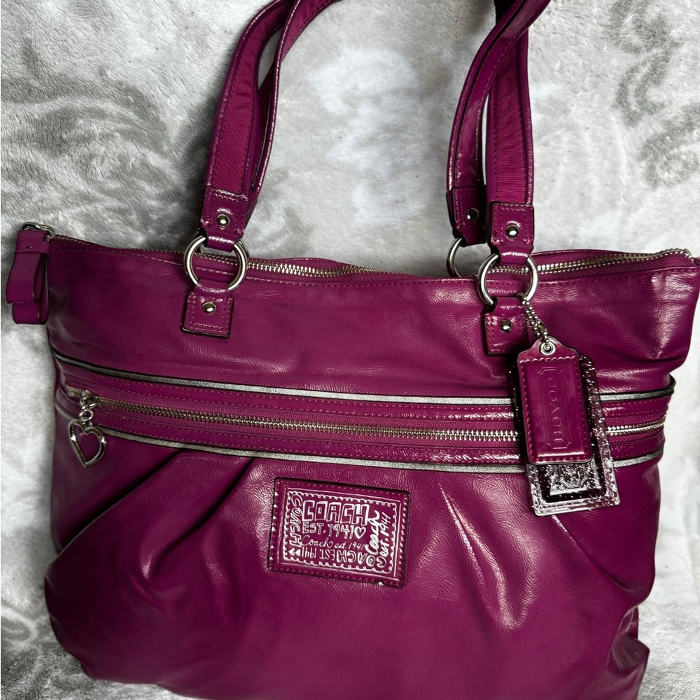 Coach Poppy Women's Magenta Leather Shoulder Bag